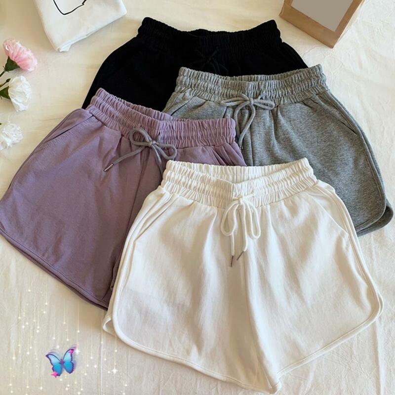 Women Shorts Breathable High Waist Women's Summer Sports Shorts with Pockets for Casual Active Wear Wide-leg Hot Pants in Solid