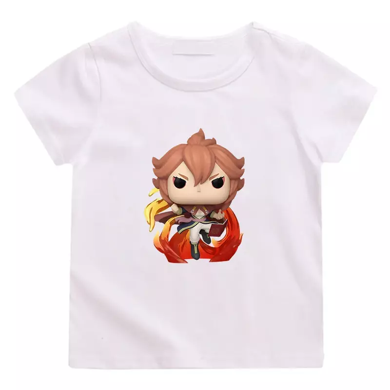 Schwarzer Klee ästhetische Anime T-Shirts Kawaii Cartoon T-Shirt niedlichen Manga 100% Baumwolle Kurzarm Jungen/Mädchen Mode T-Shirt