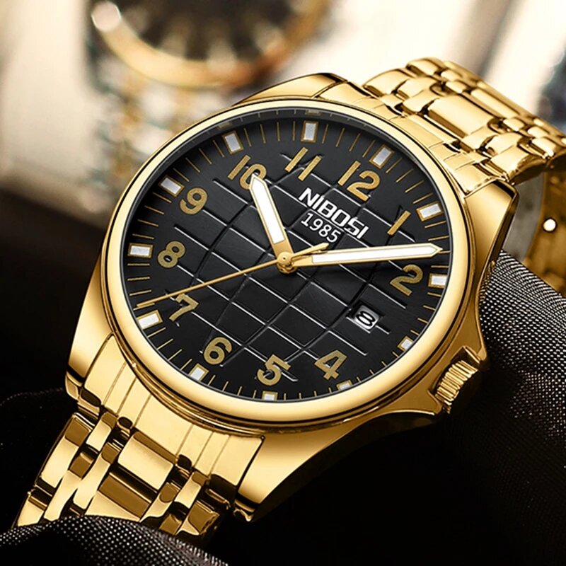 2023 nibosi marca superior relógio de quartzo dos homens à prova dwaterproof água esporte militar relógio de pulso masculino negócios aço inoxidável reloj hombre