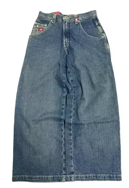 Pantalones vaqueros holgados con letras bordadas para hombre y mujer, Pantalón ancho de cintura alta, Estilo Vintage, Harajuku, Hip Hop, Y2K