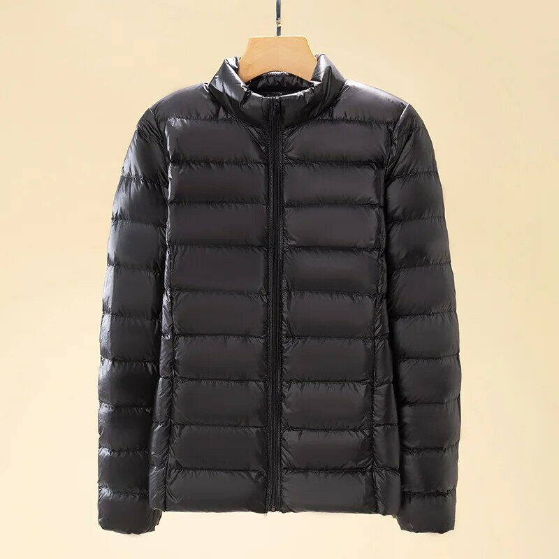 Женская короткая куртка-пуховик с воротником-стойкой, Новое поступление 2024, Осеннее облегающее корейское теплое пальто на белом утином пуху