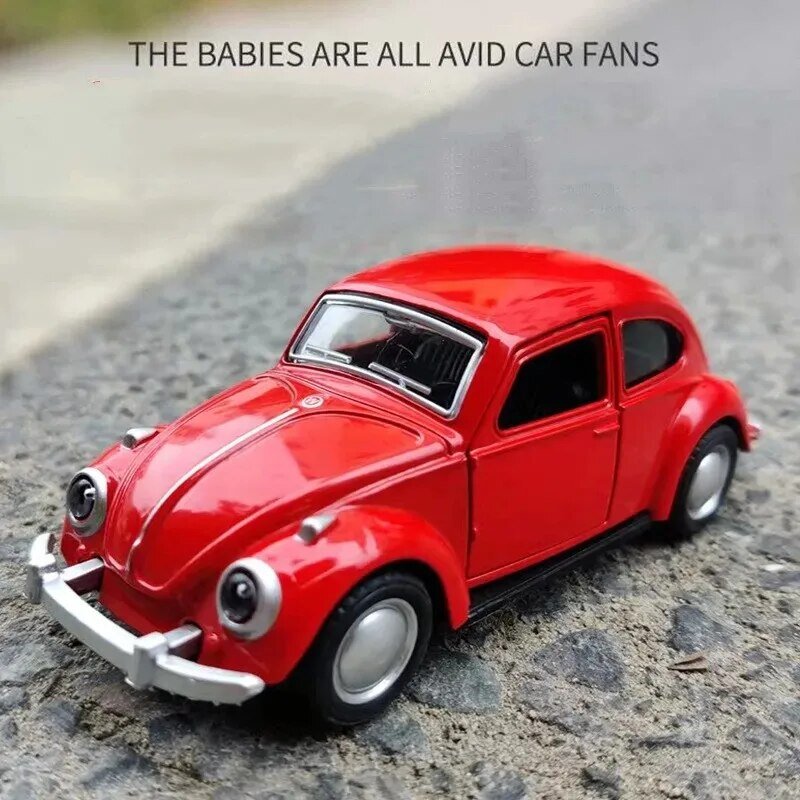 Modelo de coche de aleación Beetle Vintage, fuerza de apertura de puerta, juguete para niños, decoración de pasteles de coche de motor, accesorios de transporte automático para regalo de niño