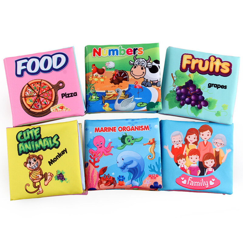 Libro de tela para bebé, juguete educativo de desarrollo de inteligencia, libros cognitivos de aprendizaje de tela suave para niños de 0 a 12 meses, silencioso