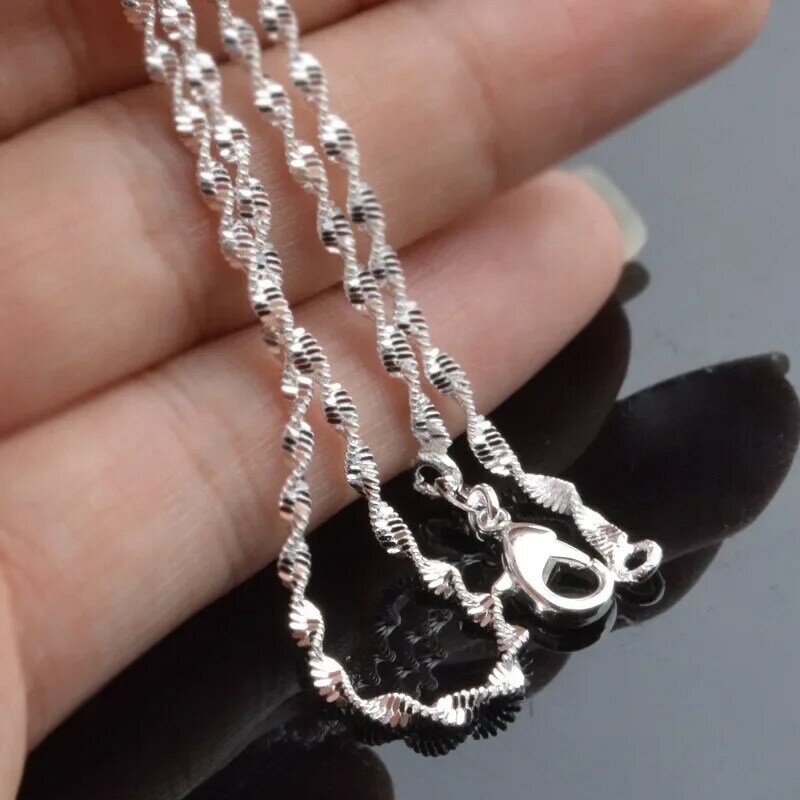 Lihong 2mm Water Ripple Necklace For Women'S Fashion 925 Jewelry Sterling Silver Necklace With Chain