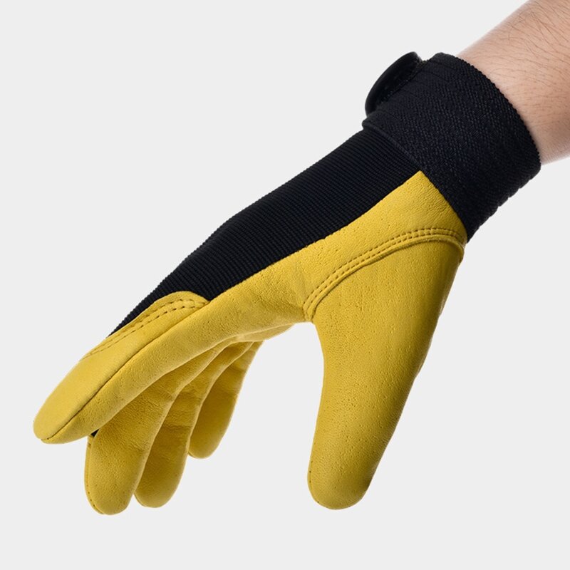 Portable Utility Work Gloves for Men Women Gardening Gloves Imitation Sheepskin Dexterity Breathable Design Yellow Black