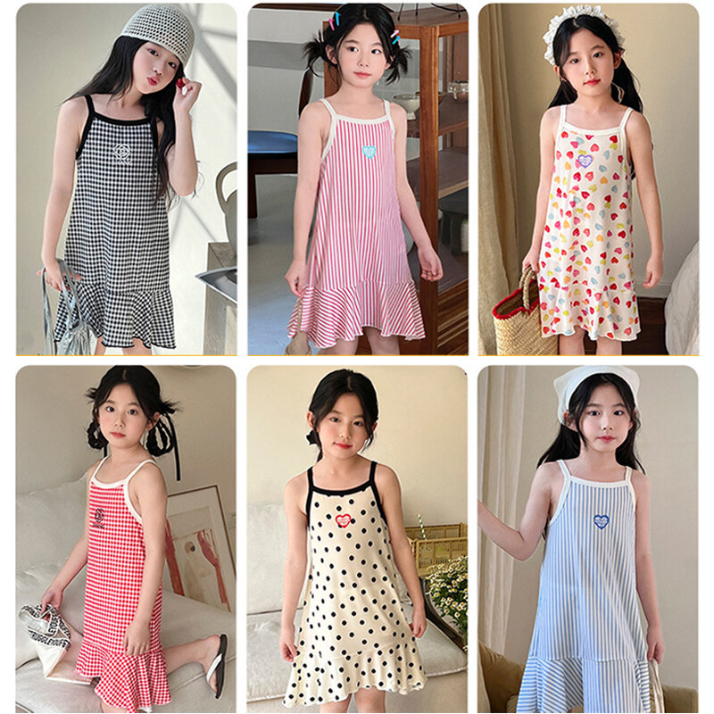 Детская ночная рубашка для девочек, ночная сорочка для девочек, пижама принцессы с цветами, летняя детская одежда для сна без рукавов, платье, домашняя одежда, детская одежда