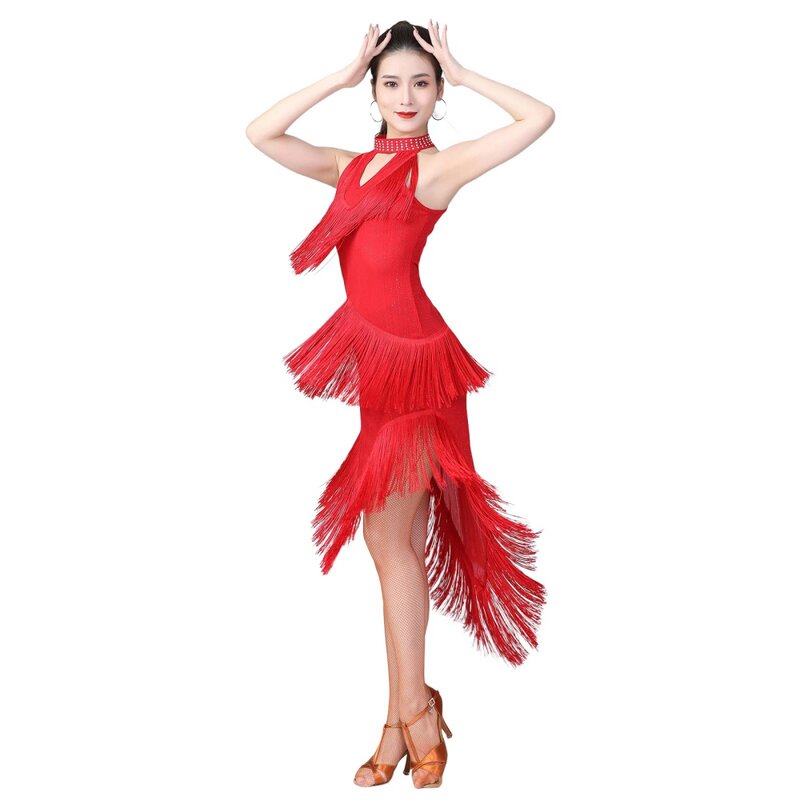 Saia com franja de dança latina feminina, valsa rumba, novo estilo, sexy e elegante, saias de dança para práctico