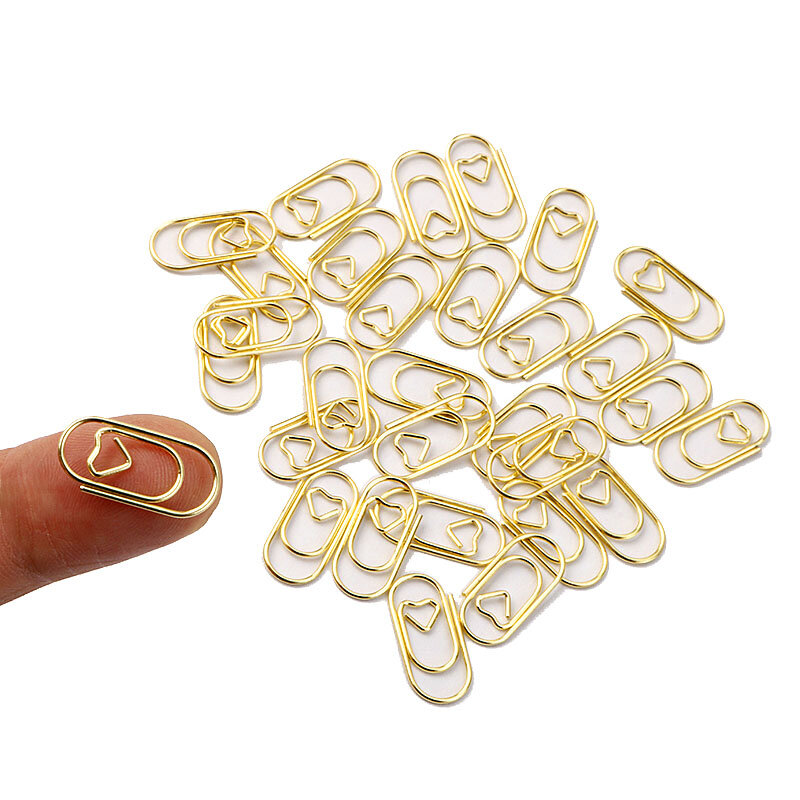 50pcs Kawaii Love Heart Paper Clips Tickets Photo Binder Clips Bookmarks Tiny Clips for Paper Korean Stationery Office Supplies