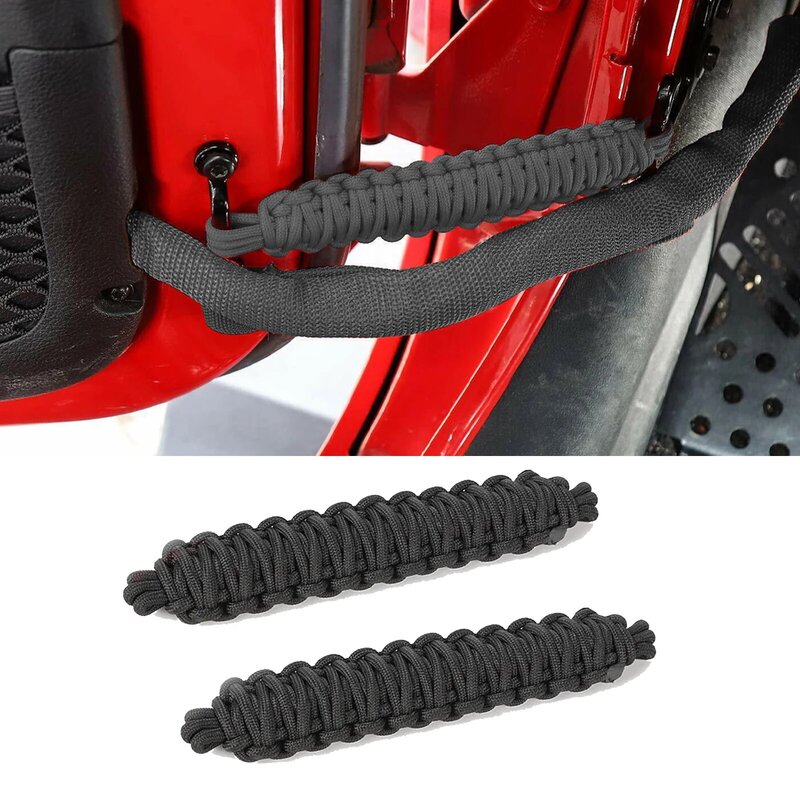 1 Pair Paracord Door Limiting Straps Black Wire Protecting Harness For Car Jeep Wrangler JK 2007-2017 Protection Modification