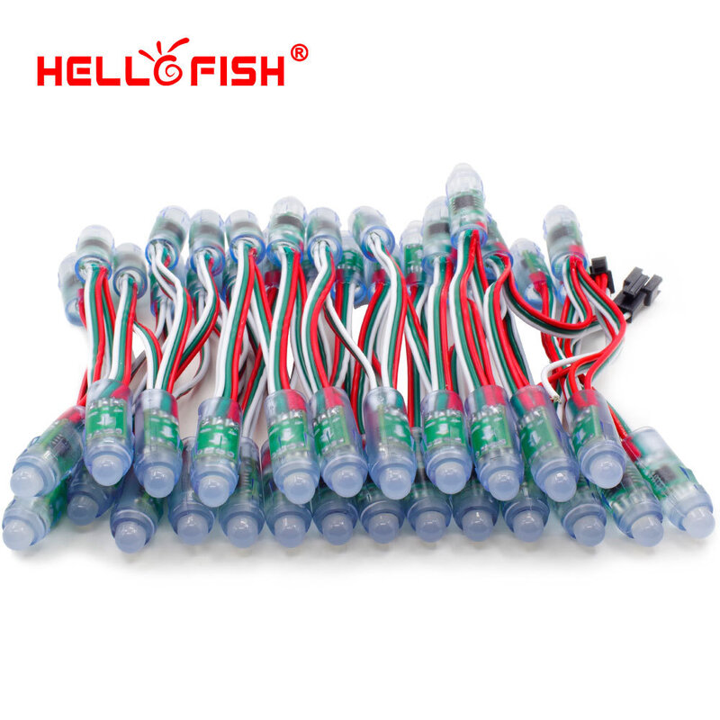 Hello Fish-Módulo de píxeles a todo Color, 12mm, WS2811, DC5V, IP68, luces de punto impermeables para publicidad, 50 unids/lote, Envío Gratis