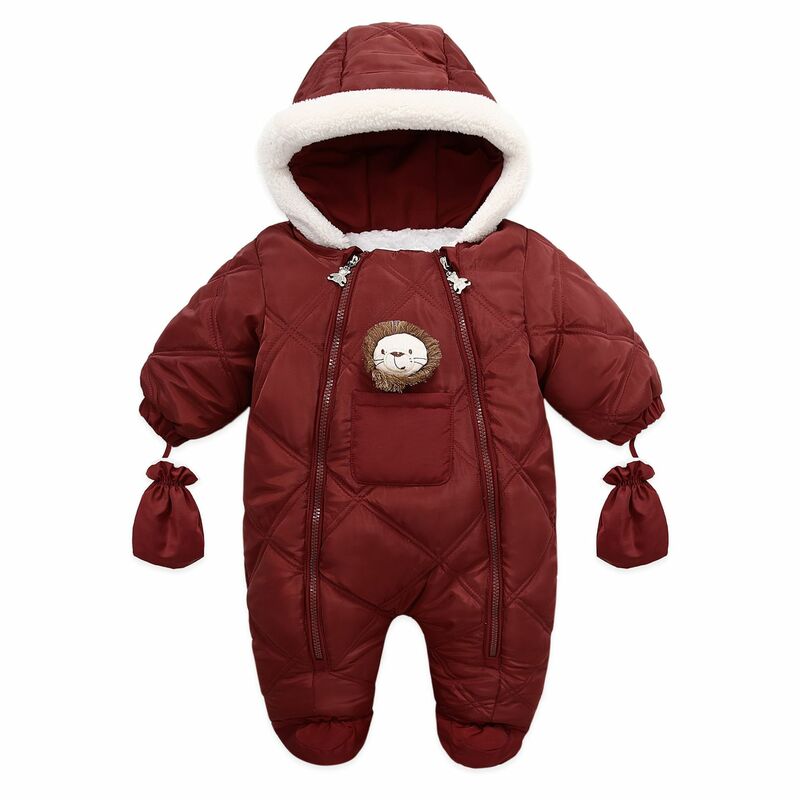 2023 Autumn Baby Rompers Winter Thick Warm Infant Hooded Inside Fleece Jumpsuit Newborn Boy Girl Overalls Toddler Clothes