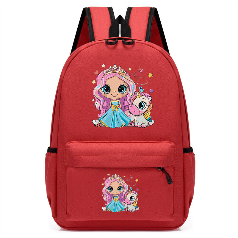 Nowa plecak z nadrukiem zwierząt księżniczka z jednorożcem kreskówka modna tornister dziewczyna plecak Kawaii dzieci plecak moda podróżna