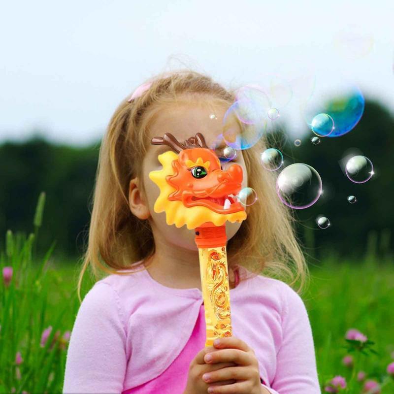 Varita de burbujas de dragón para niños, soplador de burbujas automático para fiesta, juguetes para patio trasero al aire libre con sonido ligero, Verano