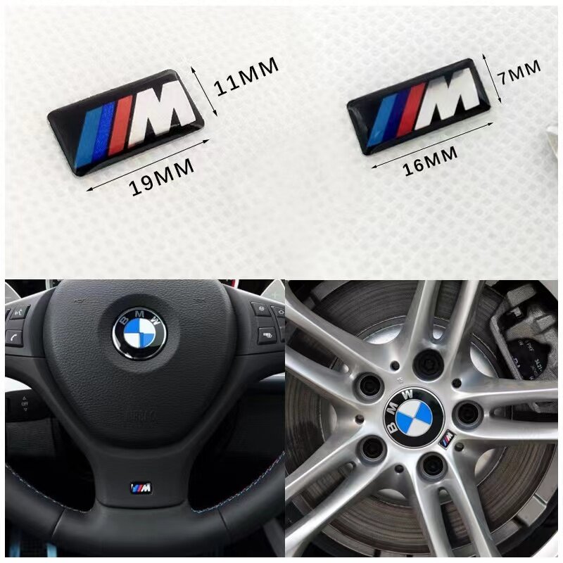 For All BMW E46 E39 E38 E90 E60 E36 F30 F20 X1 X3 X5 M Logo Car Steering Wheel Hub Caps Center Emblem Badge Sticker DIY Sticker