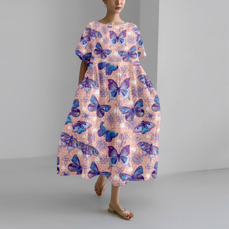Летнее платье 2024, роскошный женский пляжный сарафан в ретро стиле, свободное платье макси большого размера, элегантное платье для курортной девушки