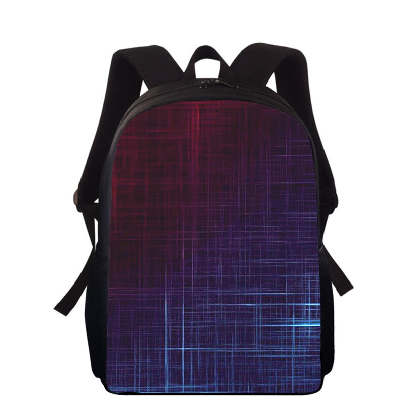 Tas punggung anak laki-laki dan perempuan, ransel buku sekolah dasar cetakan 3D 15 "warna-warni seni kisi garis