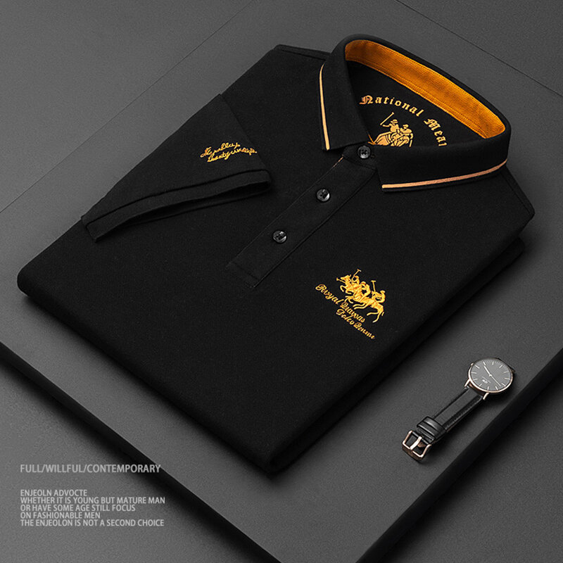 2023 High Quality Men's Cotton Embroidered Polo Shirt  Summer New High-end Business Casual Lapel Short Sleeve Polo-shirt for Men