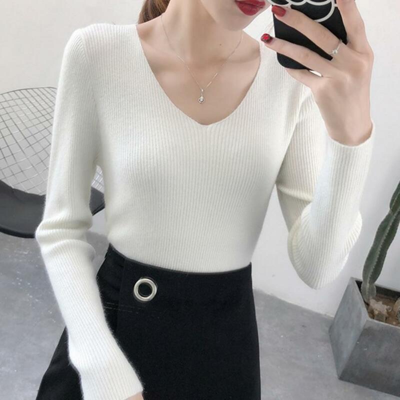 Women Base Layer Knit Shirt Ribbed Fall Winter Slim Fit Soft Stretch Knit Top Ladies Female Long Sleeves Top Thermal Undershirt