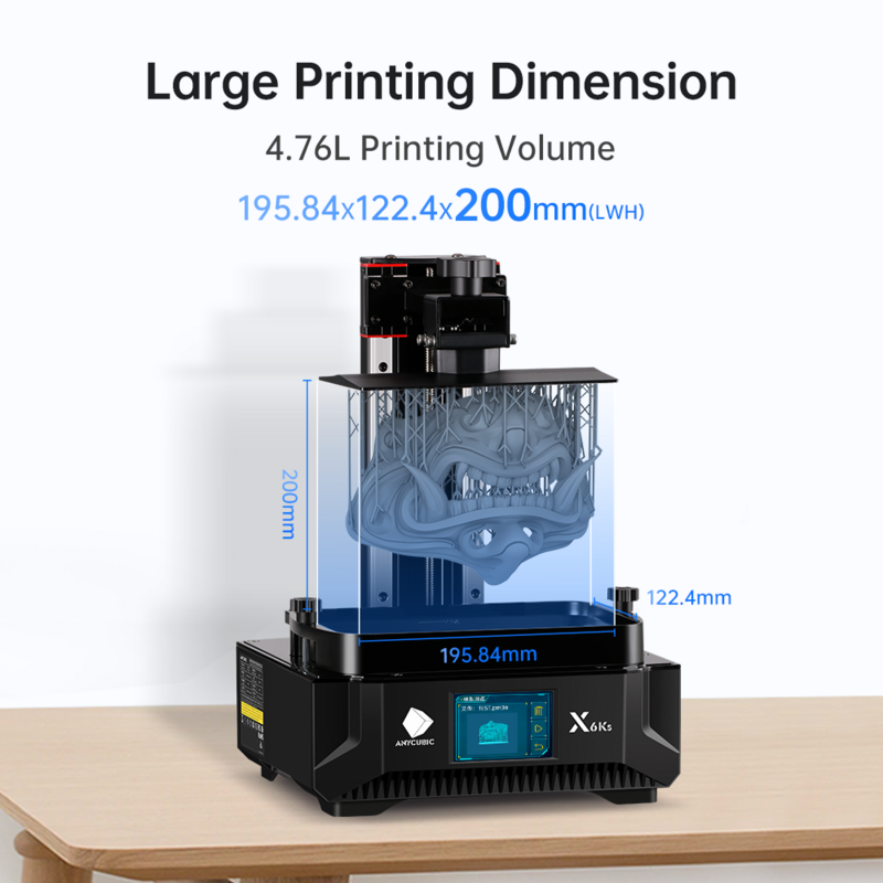 ANYCUBIC Photon Mono X 6Ks LCD 3D Printer 9.1 ''6K Layar Besar 3D Printing 4.76L Membangun Volume UV Resin SLA 3D Printer