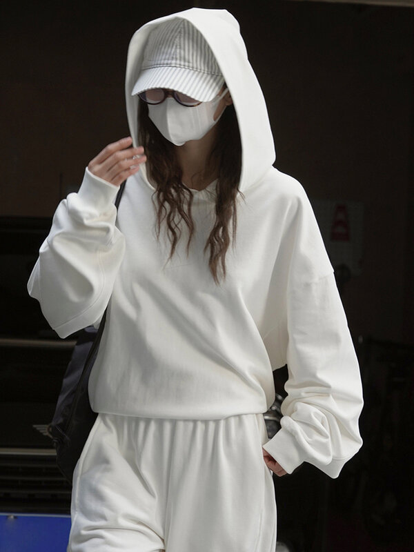[LANMREM] Designer Back Hollow Out Hooded Sweatshirt For Women Long Sleeve Short Streetwear Tops 2024 Summer New 26D8728