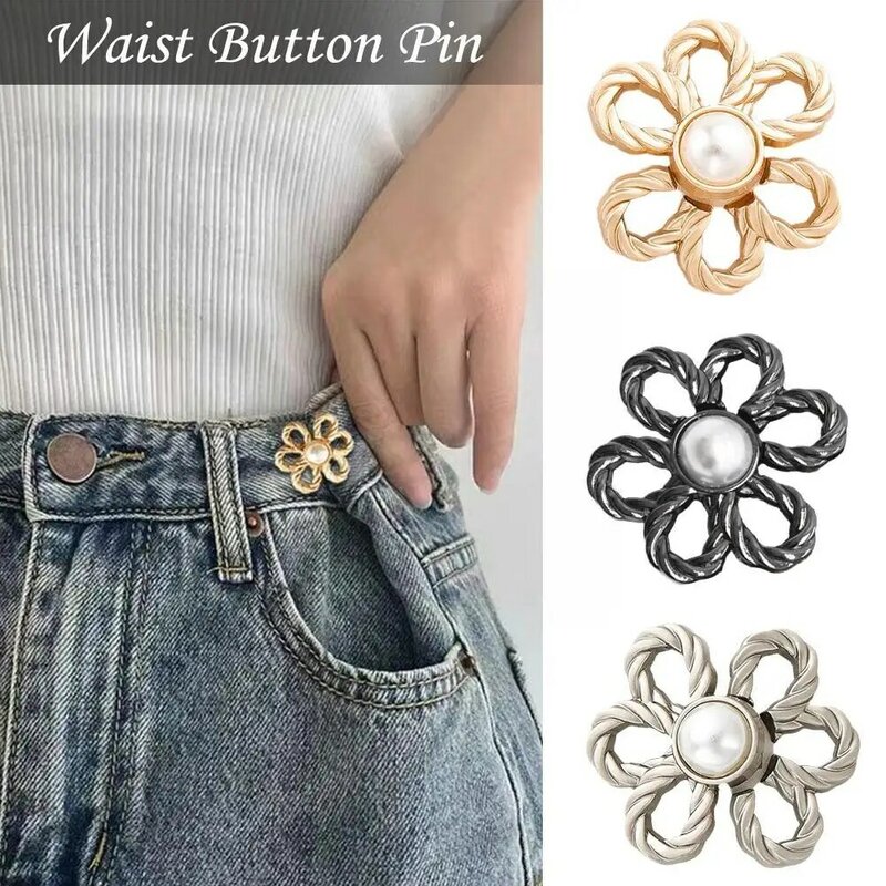 1 paio di bottoni in vita fiore di fissaggio combinato pantaloni accessori per spille fibbie per cucire retrattili bottone Jeans staccabile Sk H8D6