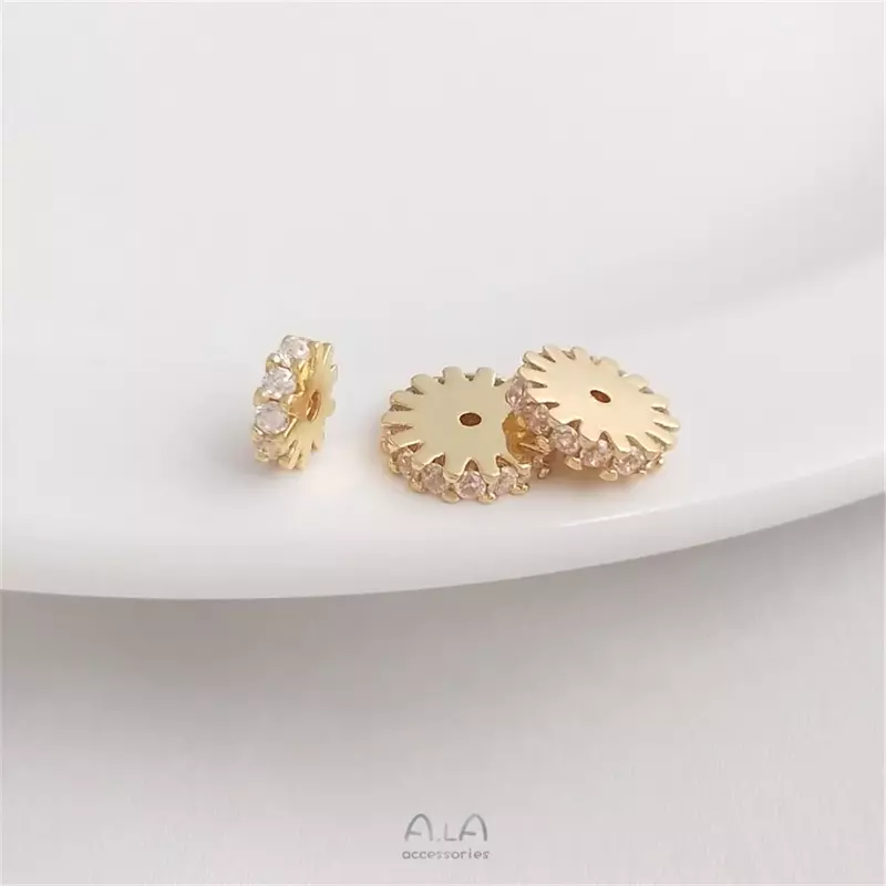 14K Gold Plated Gear lace zircon divider handmade head jewelry divider diy bracelet necklace accessories