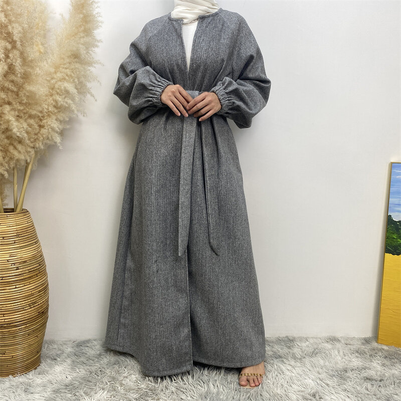 Abaya abierta modesto para mujer, cárdigan informal, Maxi vestido musulmán Eid Ramadán, Túnica árabe, Kimono grueso, ropa de exterior larga, Jalabiya