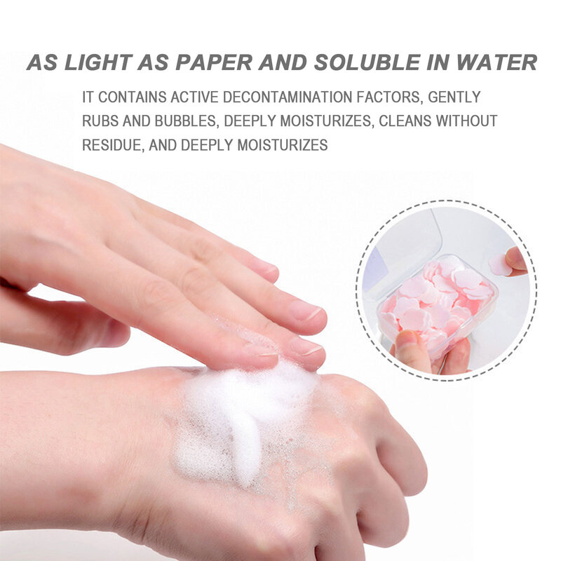 50Pcs Flower Shape Soap Paper Travel Soap Dishes Washing Hand Bath Clean Scented Slice Sheets Foaming Paper Soap Soap Dishes