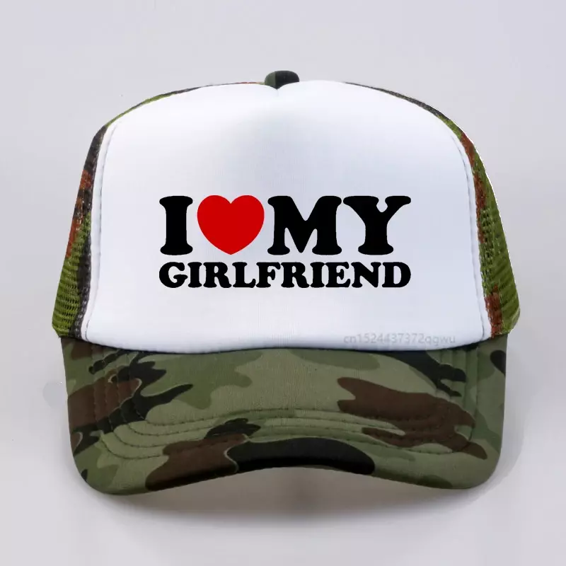 Lucu I Love Heart My boyfriend topi katun Streetwear pop musim panas visor topi bisbol jala dapat disesuaikan bernapas topi Trucker