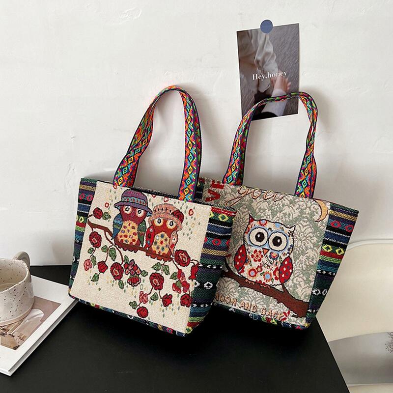 Retro Large Capacity Embroidered Handbag Casual Shopping Shoulder Bag Embroidered Handmade Women Travel Bag