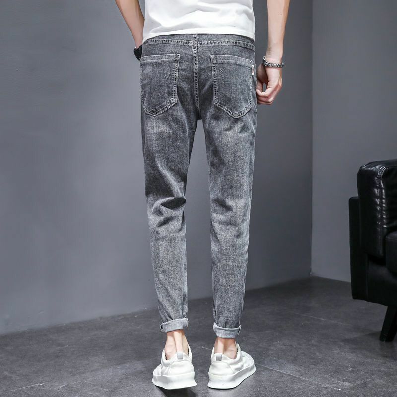Men's Fashion Casual Stretch korean luxury clothing cowboy Slim-Fit Denim Jeans for Spring and Autumn Korean-Style Stylish pants