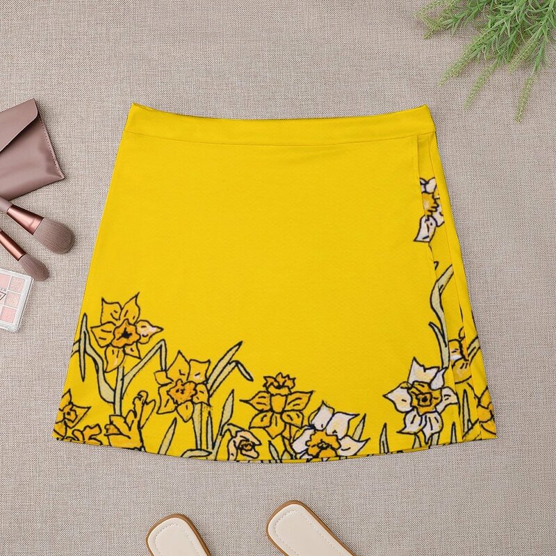 Mini jupe en jonquille pour femmes, robes de Rh, vêtements d'été, 2023