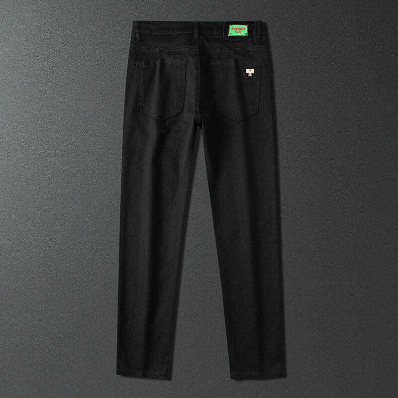Летние тонкие модные джинсы, мужские уличные универсальные Простые Модные высококлассные однотонные облегающие узкие брюки