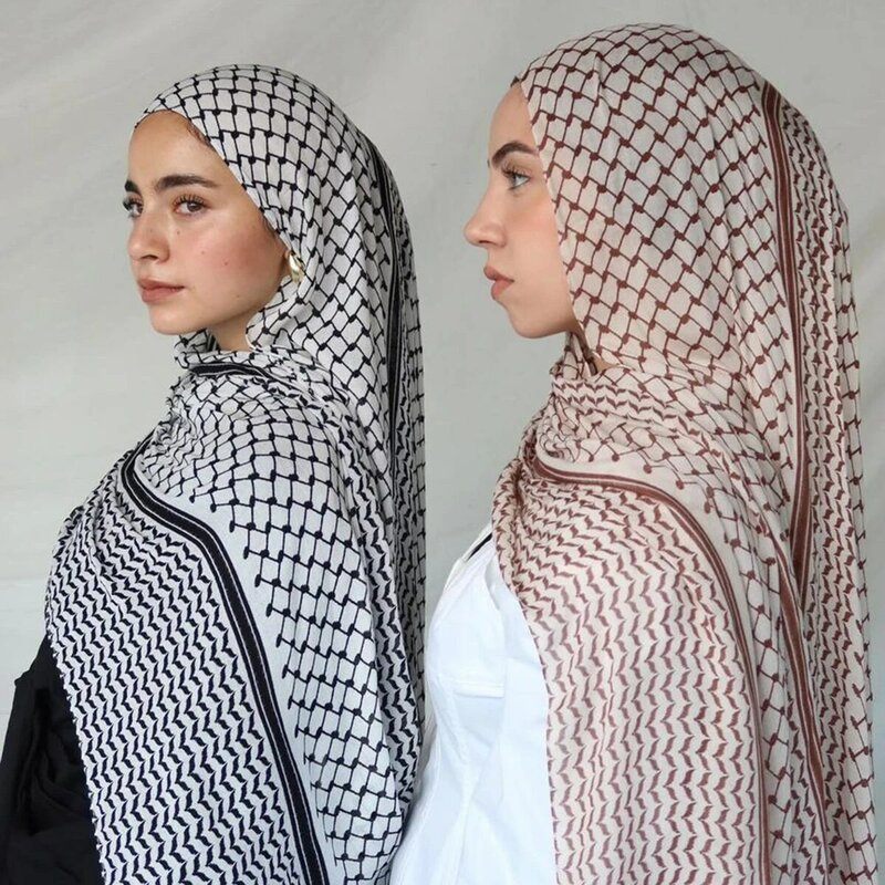 2024 Women Scarf Plaid Print Hijab Soft Shawls and Wraps Female Foulard Designer Pashmina Bandana Muslim Headscarf