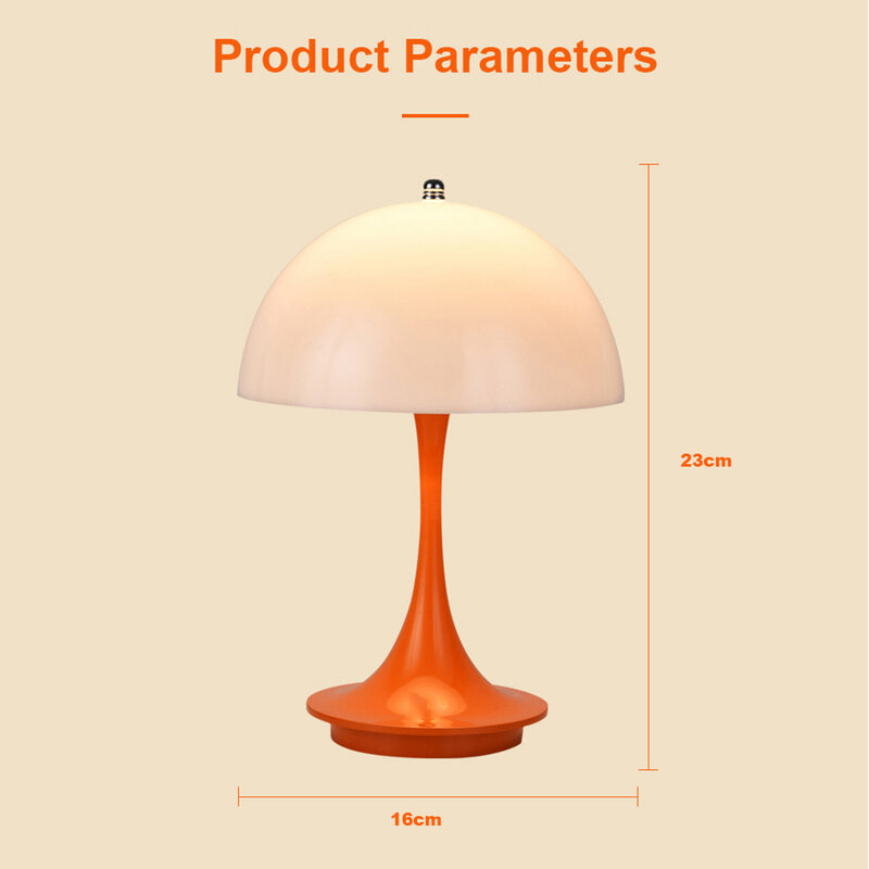 Lámpara LED de mesa pequeña con forma de seta, lámpara de mesita de noche con carga USB, regulable, para dormitorio