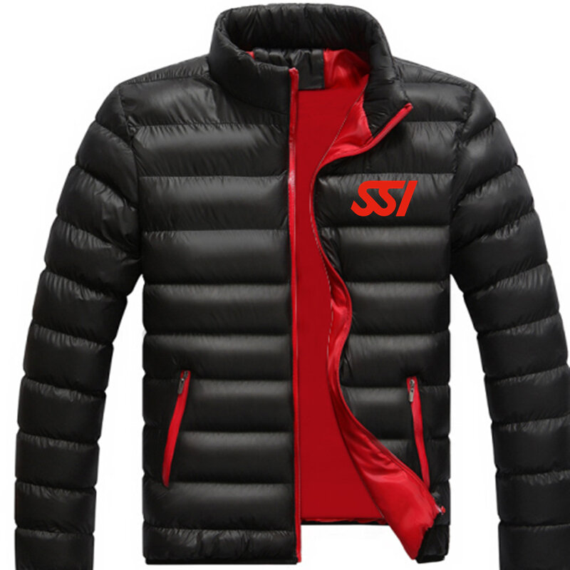 Scuba Schools International SSI nadruk Logo stójka zapinane na guziki bluzki konfigurowalne Logo mężczyźni bluza z kapturem Zipper dół płaszcze zimowe miękkie