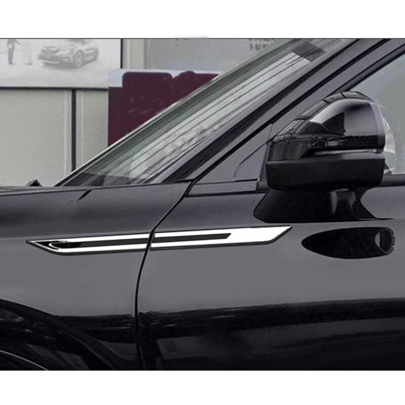 Universal Car SUV Body Front Door Side Fender Trim Dagger Emblem Sticker Cover Badge Strip Stripe Decal Decoration Silver Black