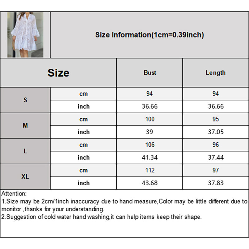 Women's Casual Loose V Neck Ruffle Sleeve 3/4 Sleeve With Button Hollow Out Elegant Dresses Polyester