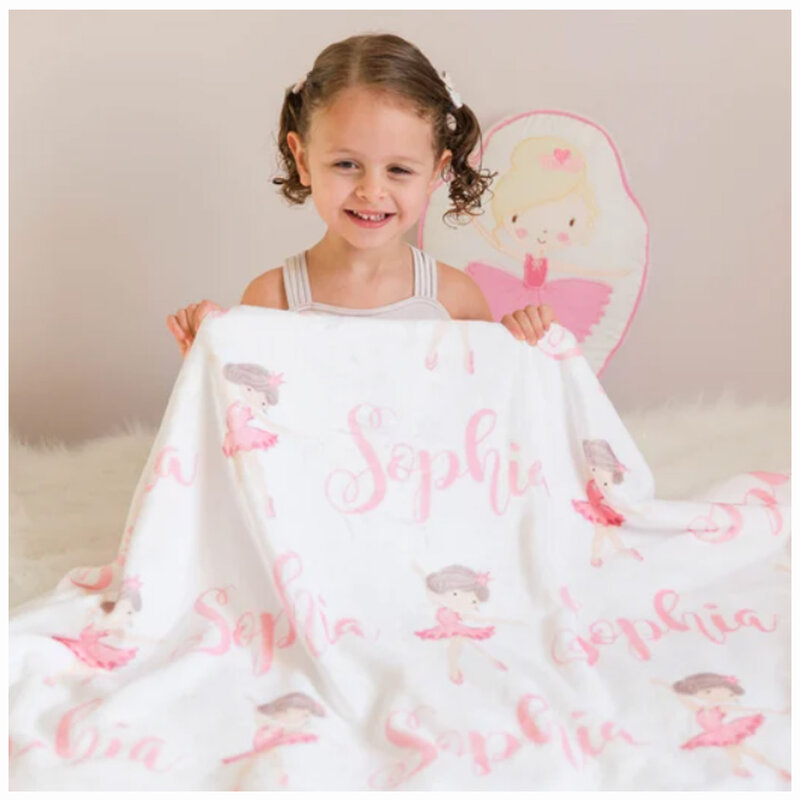 LVYZIHO manta de bebé de bailarina con nombre personalizado, manta de Ballet personalizada para niños, 30x40 /48x60 /60x80 pulgadas
