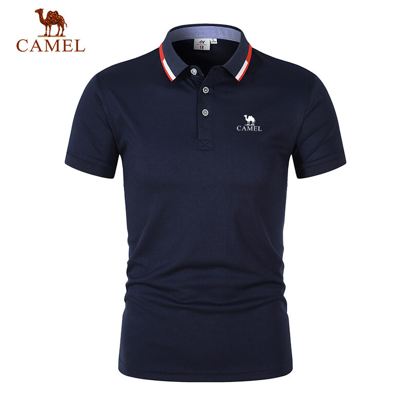 CAMEL kaus Polo pria bordir, kaus Polo pria nyaman kualitas tinggi dengan kerah Lapel, kaus bisnis baru musim panas untuk pria