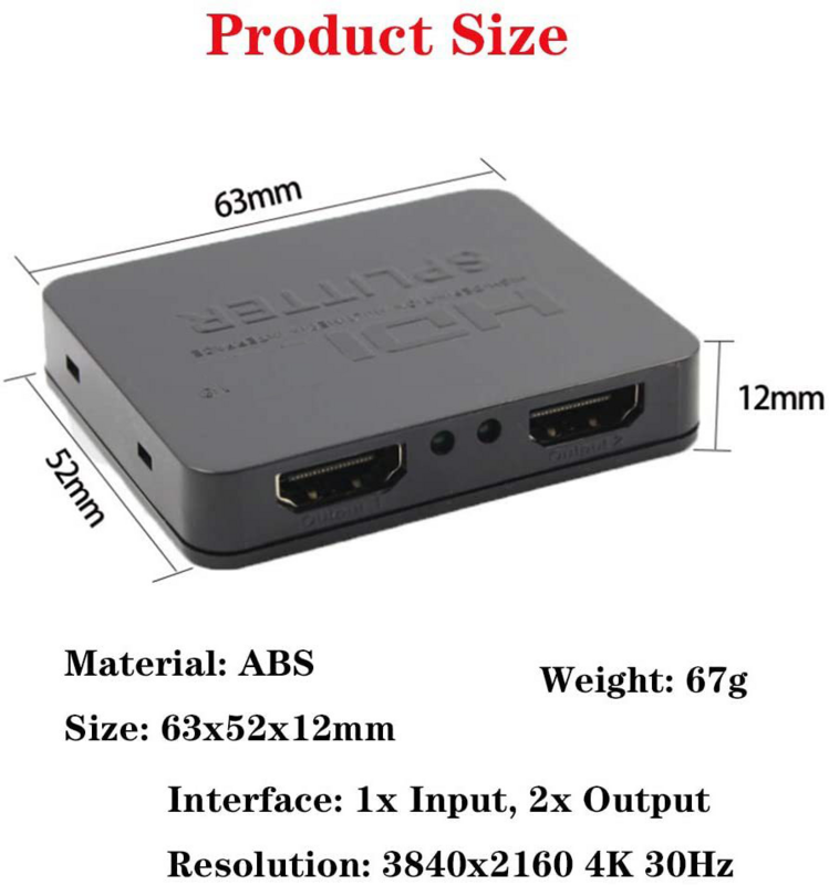 موزع فيديو متوافق مع HDMI ، مضخم صوت ، شاشة مزدوجة ، PS3 ، كمبيوتر شخصي ، لفة ، مقسم 4K ، 1x2 ، x 2 ، 1 في 2