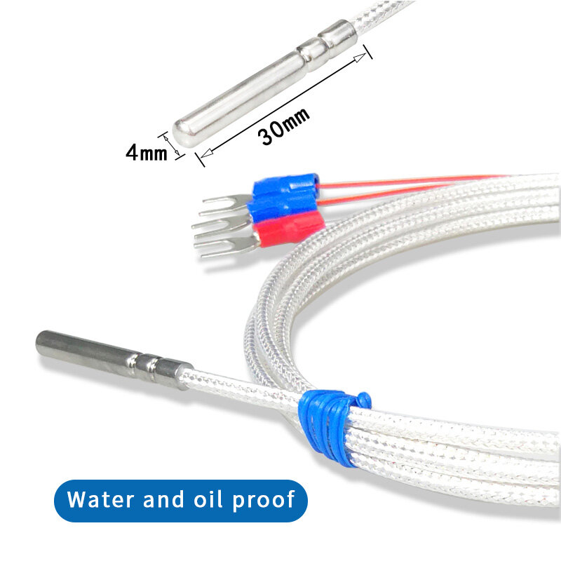 Stainless Steel PT100 Temperature Sensor Thermocouple with 0.5/1/2/3/4~10M Cable Temperature sensing high temperature waterproof