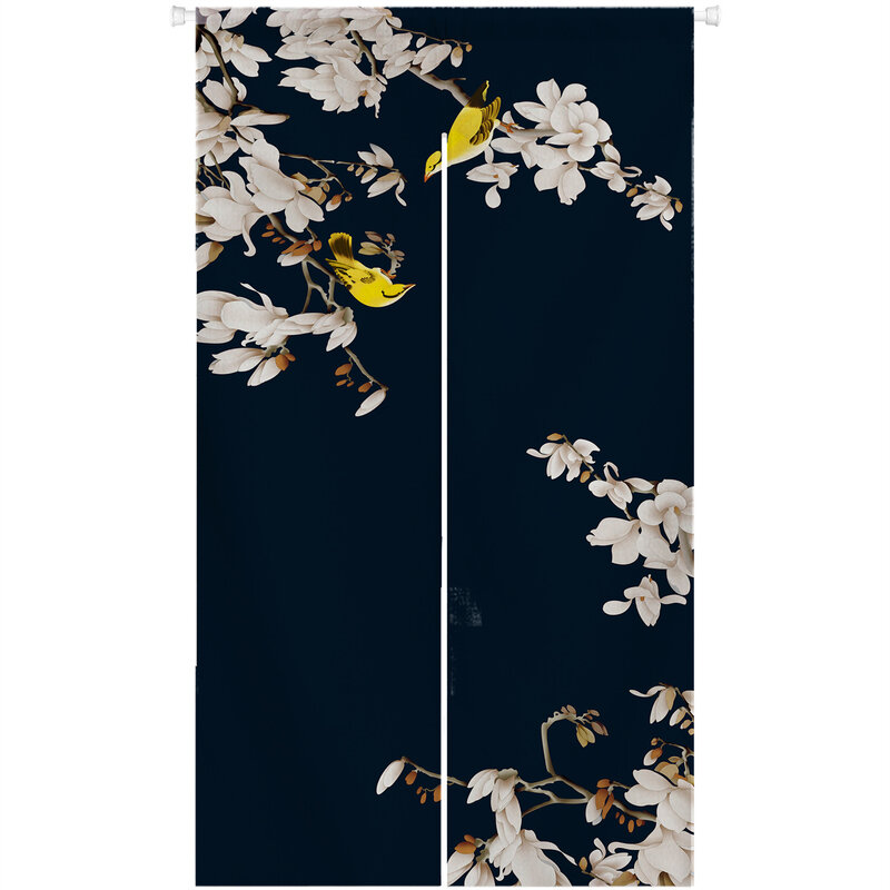 Ofat Home Chinese Ink Orchid Door Curtain Japanese Noren Door Curtain Room Partition Kitchen Decoration Hanging Curtains