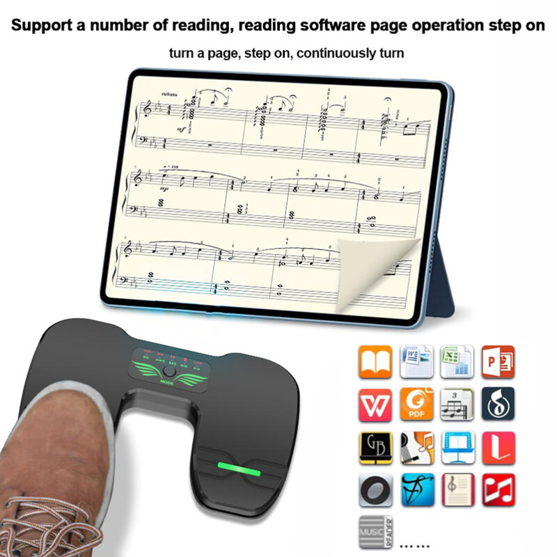 Wireless Music Page Turner Rechargeable Wireless Page Turner Foot Pedal ABS Instrument Accs For Guitar Piano Other Instruments