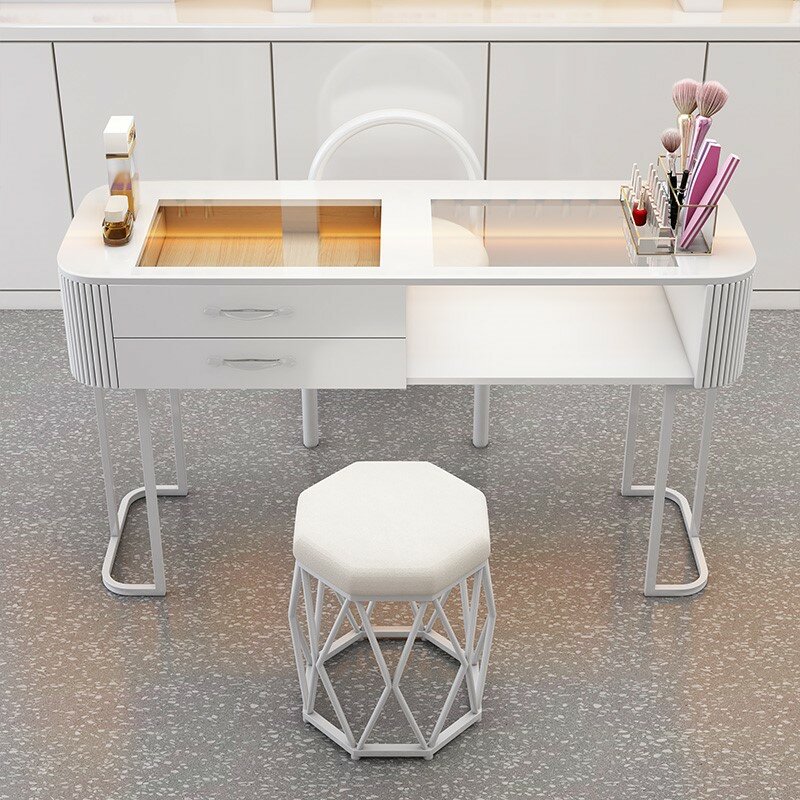 Wit Profesional Nail Desk Design Art Modern Nordic Nagel Tafel Licht Luxe Scrivania Per Unghie Salon Apparatuur Meubelen