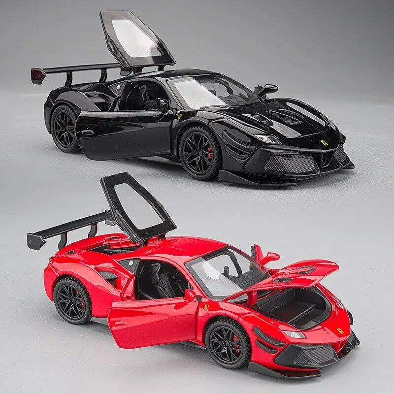 Ferrari-Modèle de voiture de sport P80C en alliage métallique moulé sous pression, haute simulation, son et lumière, nervure arrière, collection de jouets pour enfants, cadeaux, 1:32, 488