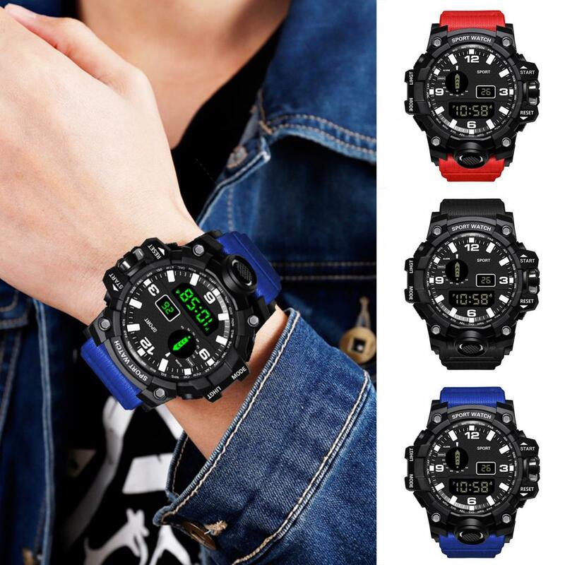 นาฬิกาอิเล็กทรอนิกส์ LED Jam Tangan elektronik สายซิลิโคนนาฬิกาข้อมือบุรุษหน้าจอขนาดใหญ่แสดงหมายเลขนาฬิกากีฬากลางแจ้ง