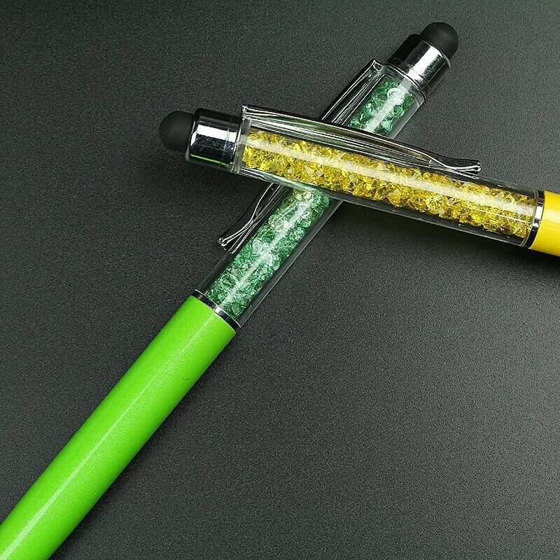 30pcs/lot Creative Crystal Pen Diamond Ballpoint Pens Stationery Ballpen Stylus Pen Touch Pen 22Colors Oily Black Refill