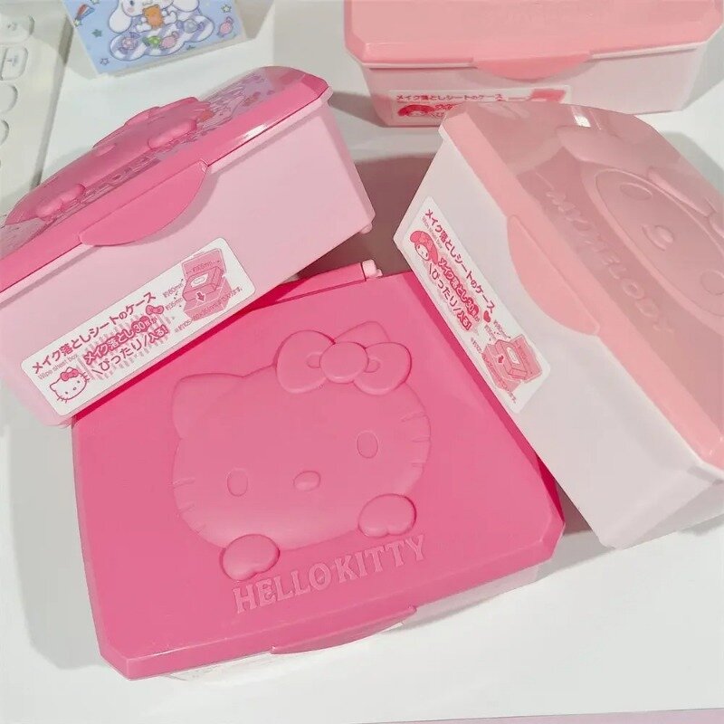 Sanrio Hello Kitty My Melody caja de almacenamiento Kawaii, adecuado para almacenar cosméticos, pañuelos, accesorios e hisopos de algodón