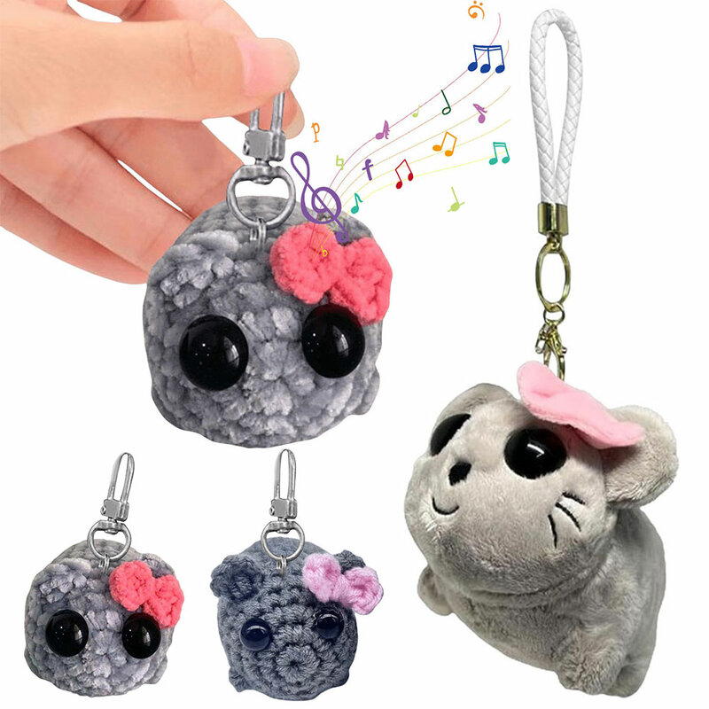Sedih Meme mainan mewah musik suara Hamster lucu gantungan kunci mewah tokoh mainan lembut boneka binatang boneka gantungan kunci gantungan kunci